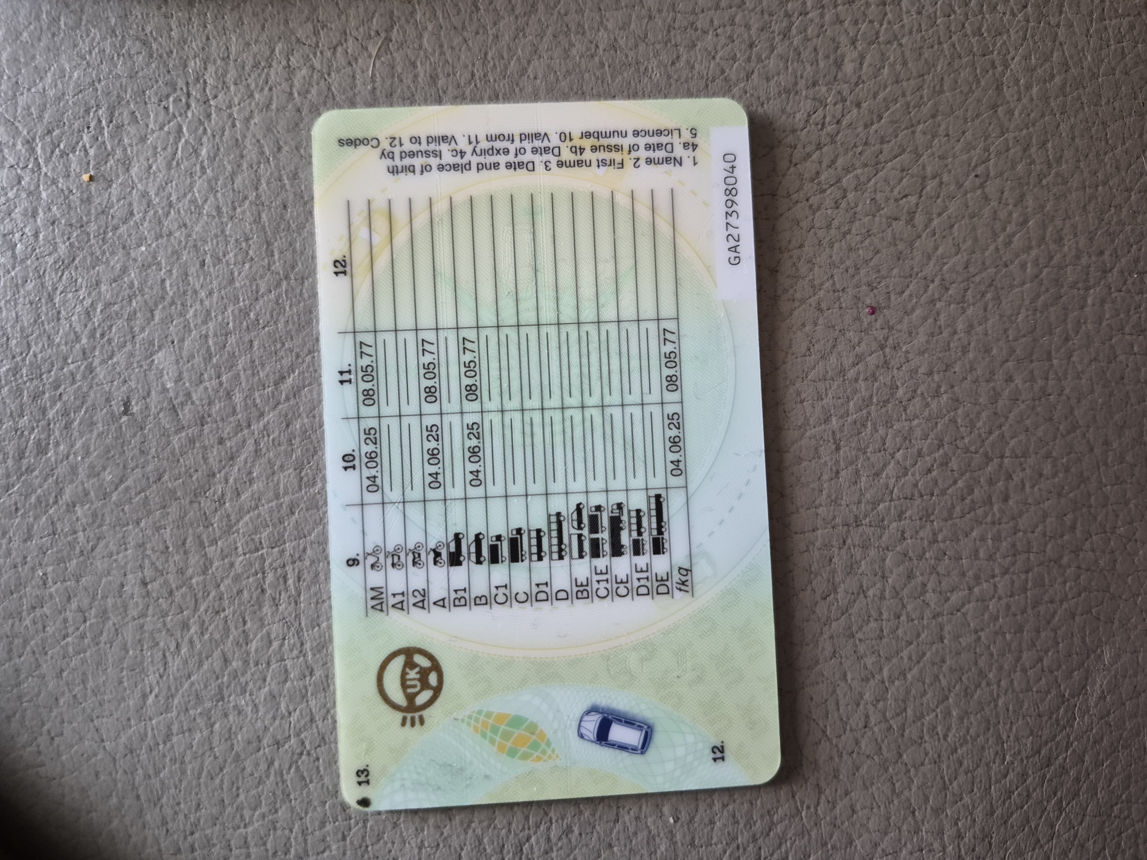 英国:DL正反/护照+账单(UK:DL front&back/passport+bill)